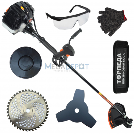 Motocoasa pe benzina Top Uralmash, 5.5KW/7.48CP, 52CC, 16000RPM, Accesorii incluse, Neagra [0]