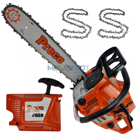 Motofierastrau (drujba) PRECO PR58, 3.2CP/2.4KW, 58CC, cu demaror de rezerva, Accesorii incluse [0]