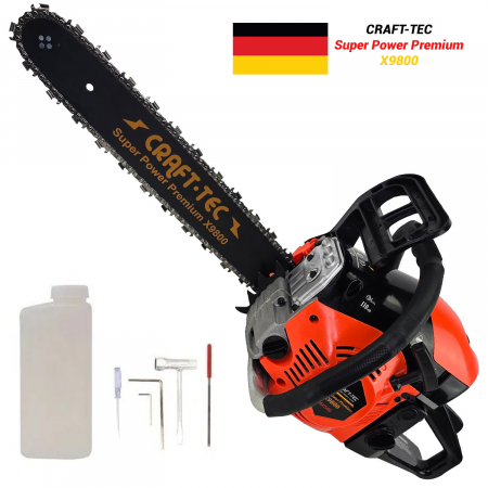 Motofierastraie pe benzina - Motofierastrau pe benzina, drujba, Craft-Tec Super Power Premium, X9800, 8CP, EasySmartStart, lama 40cm, ungere automata