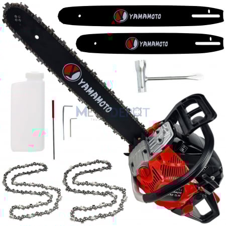 Motofierastrau pe benzina YAMAMOTO YM 5.5, 5.5CP, 2 lame 40-45cm, 2 lanturi 32-36 dinti, consum redus [0]