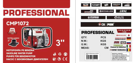 Motopompa pe benzina Ural WP-30, 7.5CP, 4T, 3600RPM, 60m³/h, 8m, 3"+ Reductie 2" [7]