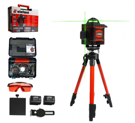 Nivela laser cu trepied ELEFANT,  display LCD, 16 linii ±2 mm/5m, 40m, Timp de nivelare ≤ 5s [0]
