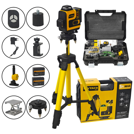 Scule si Unelte - Nivelă Laser Verde  DDT Pro’EKKO 16-D – 4 x 360°, Kit Complet cu Trepied și Accesorii
