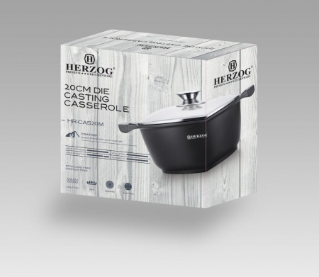 Oala marmorata cu capac Herzog Premium HR-CAS20M, Aluminiu, Diametru 20cm, Compatibil inductie [1]