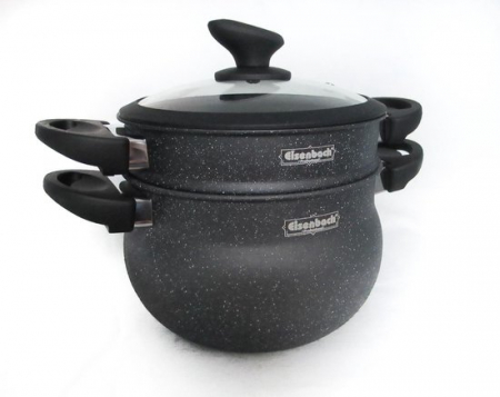 Oala pentru gatit la abur (couscoussier) Eisenbach Professional EB-26M3, Diametru 26cm, Capacitate 12L, Negru [1]