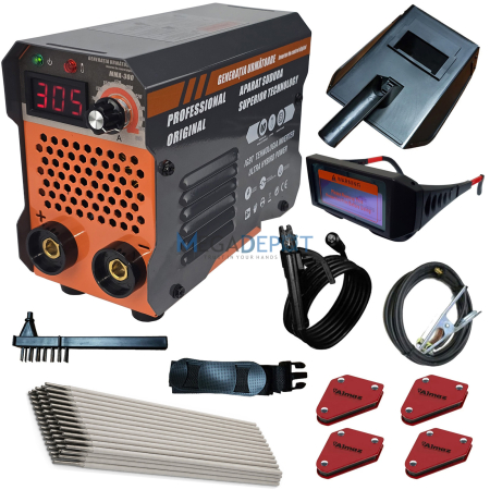 Promotii & Pachete - Pachet Aparat de sudura ( Invertor ) Ural MMA 300, Ochelari automati, 4 x Magneti suporti, 1kg electrozi, Cablu 3m, Afisaj Digital, Next Generation