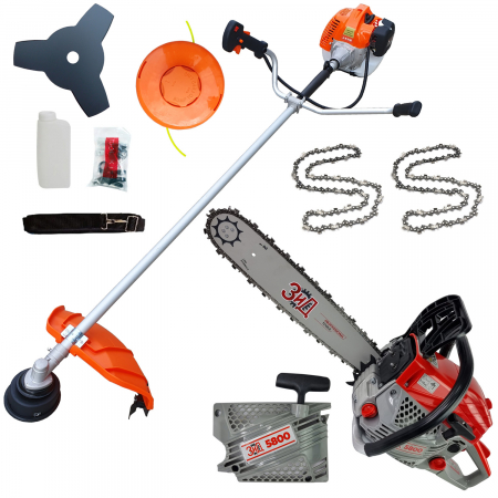 Pachet Complet: Motocoasa si Motofierastrau ZID Rusia Profesional, 5CP, 2 lanturi, taiere disc + fir, demaror de rezerva [0]