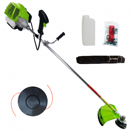 Pachet  Motocoasa de umar pe benzina UralMash Campion, 7.5CP, Cultivator, Prasitoare, Ham dublu, Disc vidia, 12.000rpm, Verde/Galbena/Neagra [1]
