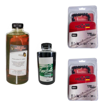 Pachet Motofierastrau cu lant ( drujba ) pe benzina MegaTech 9000 CARBON, 8CP, pachet uleiuri, 3 lanturi super unghi drept expert, 58cc, lama rosie, pornire EasyStart [4]