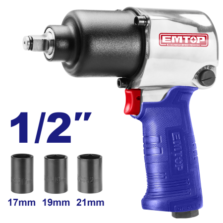 Pistol pneumatic 1/2", 610Nm, 3 capete (17mm,19mm,21mm) - EATL126801 EMTOP - EATL126801, EMTOP [0]