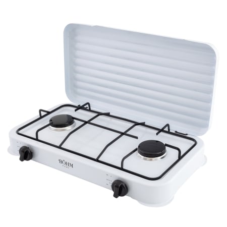 Uz casnic - Plita cu doua arzatoare pe gaz si aprindere manuala BOHM BG-M-002-W, 4.4 kW