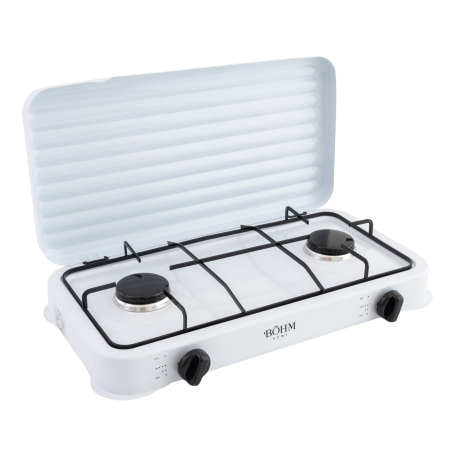 Plita cu doua arzatoare pe gaz si aprindere manuala BOHM BG-M-002-W, 4.4 kW [2]