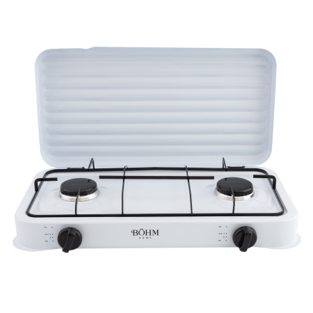 Plita cu doua arzatoare pe gaz si aprindere manuala BOHM BG-M-002-W, 4.4 kW [3]