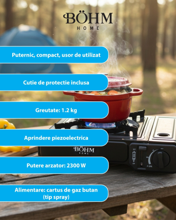 Plita cu un arzator pe gaz Camping BOHM BG-K-001, GPL, 2.3 kW [9]
