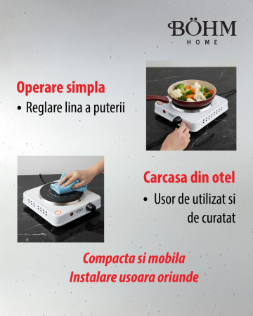 Plita electrica cu un ochi BOHM BE-H-002F-W, 1000 W [8]