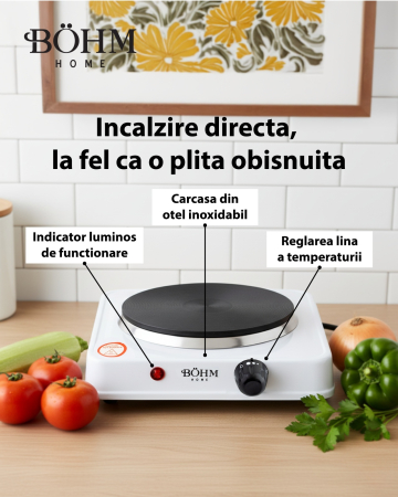 Plita electrica cu un ochi BOHM BE-H-002F-W, 1000 W [5]