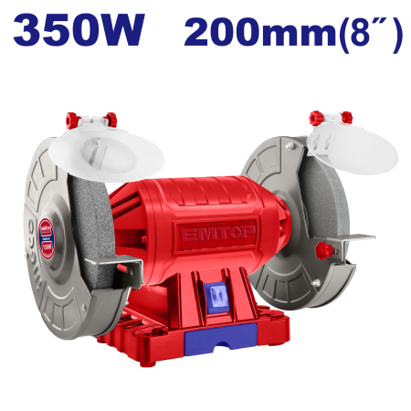Polizoare banc - Polizor electric de banc 350W, 200mm (8"), incl. cutie depozitare scule - EBGR83501, EMTOP