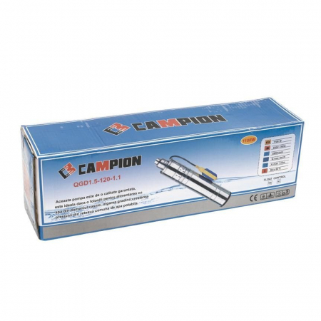 Pompa submersibila pentru apa CAMPION QGD1.5-120-1.1, flotor, cupru, 3m3/h, 140m [1]