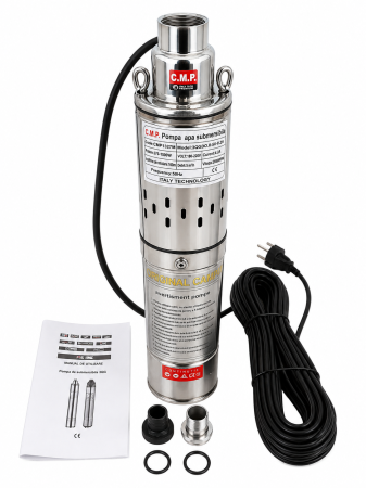 Pompe submersibile - Pompa de apa submersibila Aqua Tech Premium 3QGD0.8-50-0.25, 1500W,  H160m, Debit 5m³/h, Diametru 75mm, Bobinaj Cupru, Inox, Cablu 20m