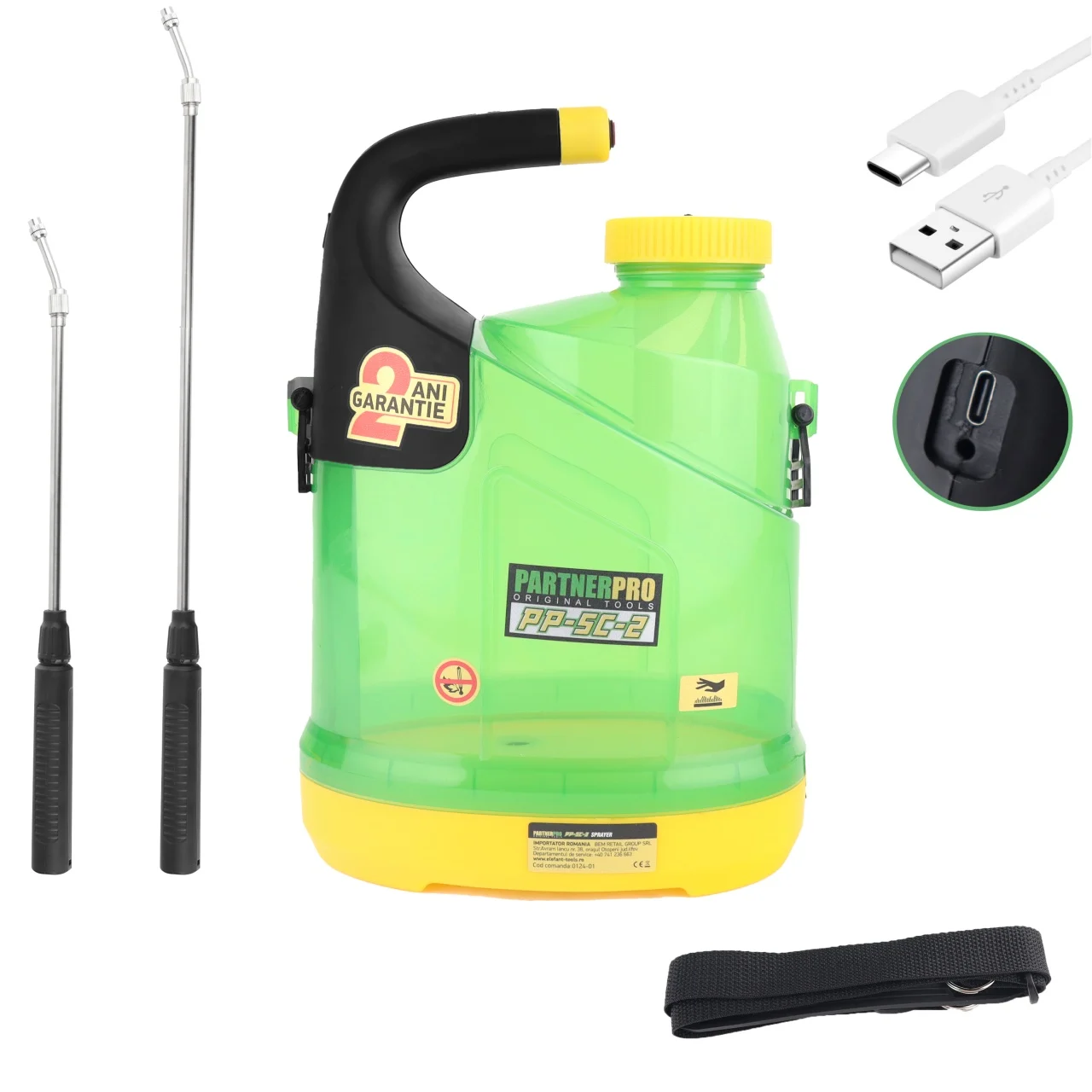 Pompe de stropit - Pompa de stropit cu acumulator PartnerPRO, Capacitate 5L, 5V/1Ah, 2500mAh, Incarcare USB