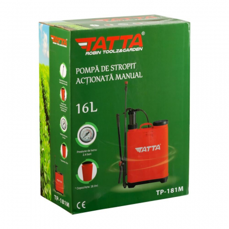 Pompa pentru stropit 16L Tatta TP-181M, Actionare manuala, Rezervor tip rucsac, Rosie [6]