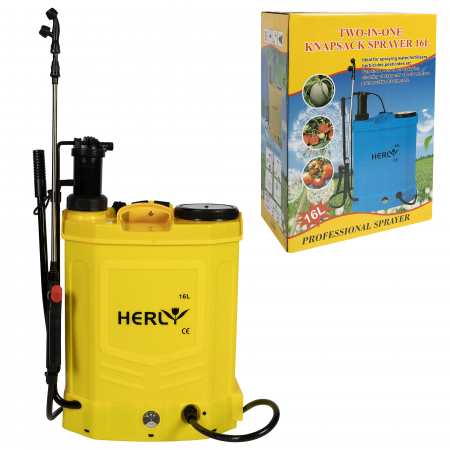 Pompa stropit 2 in 1 (acumulator+manuala) HERLY GF-0639, 16L, Galbena [1]