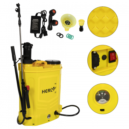 Pompa stropit 2 in 1 (acumulator+manuala) HERLY GF-0639, 16L, Galbena [2]