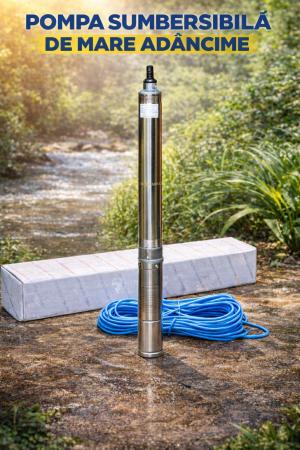 Pompa submersibila de mare adancime, Aqua Tech Premium, Inox, 16 turbine, 12mc/h,  H 200m, 30m cablu [6]