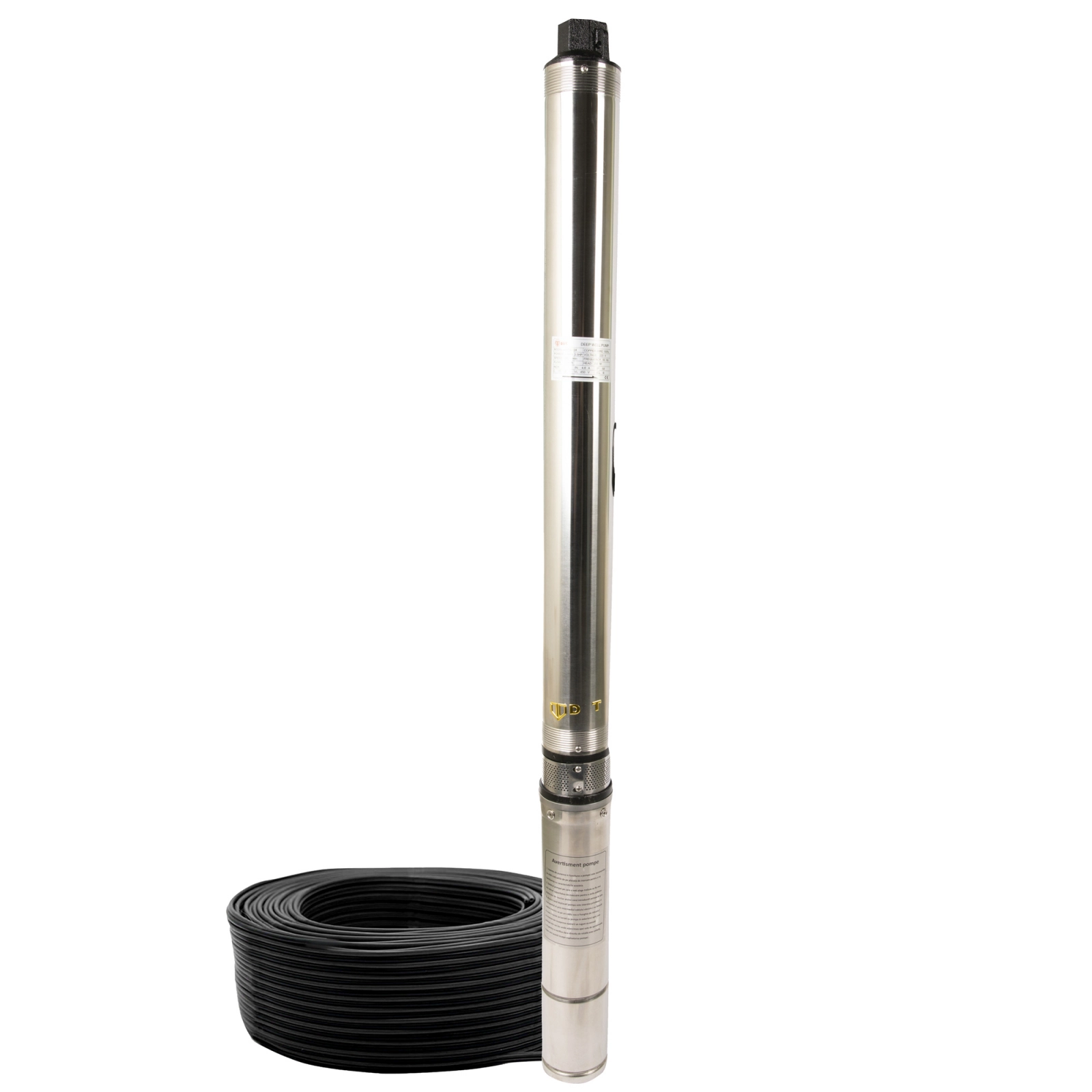 Pompe submersibile - Pompa submersibila de mare adancime DDT 4SDM2-24, Inox, 2800W, 12 m³/h, 24 turbine, 200m, 15m cablu