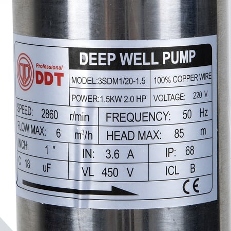 Pompa submersibila inox DDT Profesional 3SDM3/20, 1500 W, 6 mc/h [1]