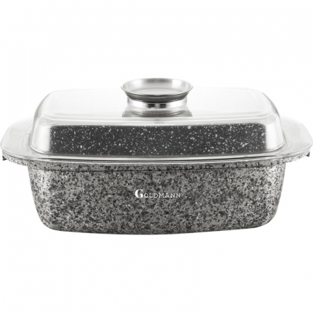 Vase pentru gatit - Roaster dreptunghiular Goldmann cu capac, Capacitate 5.5L, Dim.32x21x11cm, Aluminiu turnat/acoperire ceramica