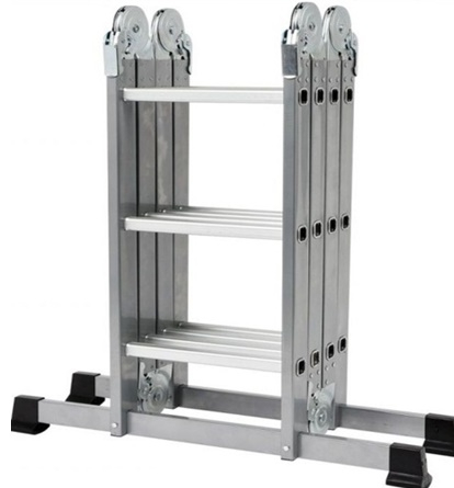 Scari normale si telescopice - Scara pliabila Rotor KMP404B, Aluminiu, 4x4, Argintie