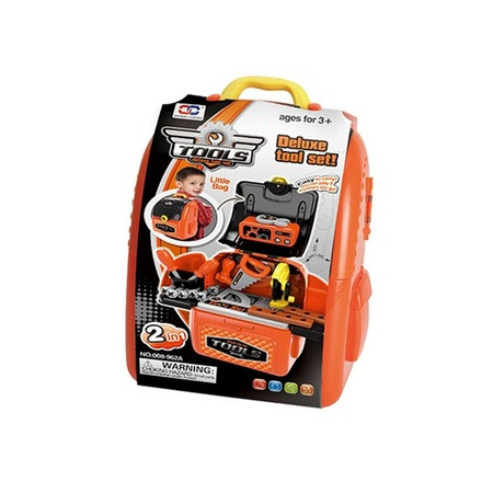 Set 2in1 valiza-banc de lucru Deluxe Tools Set, +3ani, 40х39.5х21.5сm, Portocaliu/Negru [2]
