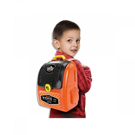 Set 2in1 valiza-banc de lucru Deluxe Tools Set, +3ani, 40х39.5х21.5сm, Portocaliu/Negru [3]