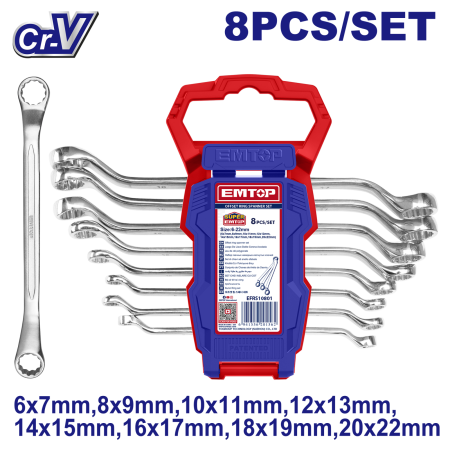 Chei si truse de chei - Set 8 chei inelare cotite 6-22mm - EFRS10801, EMTOP