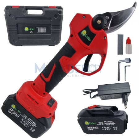 Set complet Foarfeca electrica cu dublu acumulator LIDER 38V, 6000mAh, extensie telescopica 135-250cm, geanta de transport [2]