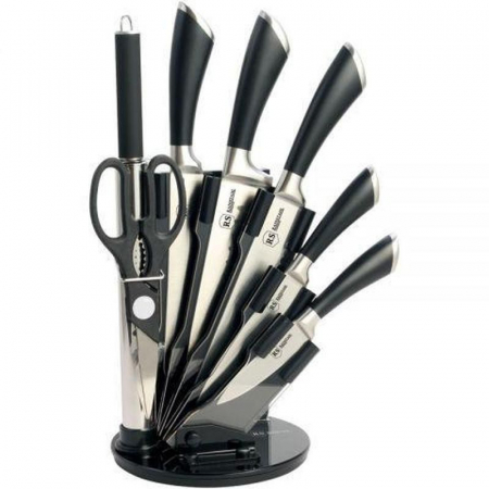 Ustensile pentru gatit - Set cutite 8 piese cu suport acrilic Bohmann BH8001-08, Negru