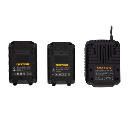 Set incarcator cu acumulatori Rotor, 20V/2Ah [2]