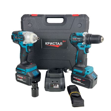Scule electrice - Set Masina De Gaurit si Infiletat Si Masina De Insurubat cu Impact DDT-KRISTAL 2 Acumulatori 36V 4Ah, Brushless, Motor fara perii