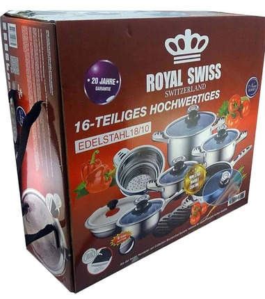 Set oale 16 piese Royal Swiss, 1.6L, 1.6L, 2.9L, 3.1L, 6.3L, Sita, Bol mixare cu capac plastic, 2 Suporti oale [3]