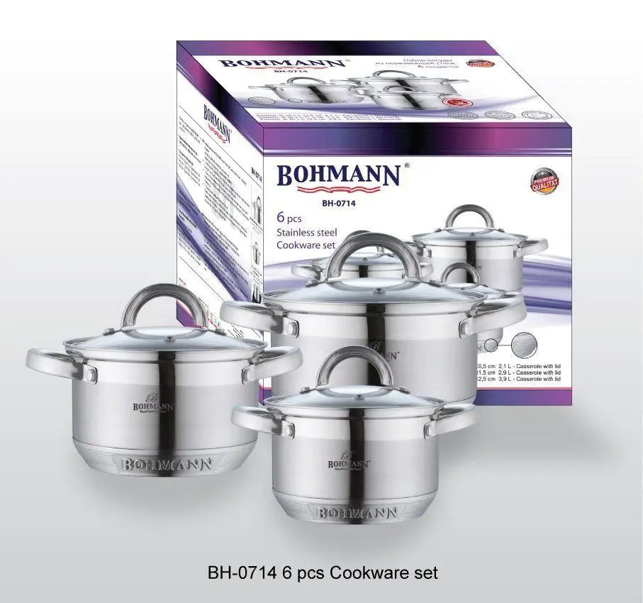Set oale inox, 6 piese, Bohmann BH0714, Capacitate 2.1L,2.9L,3.9L [1]