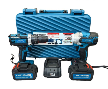 Masini de gaurit si insurubat - Set Pistol de Impact pentru Roti + Bormasina (Autofiletanta) pe acumulator, 48V, Accesorii Incluse