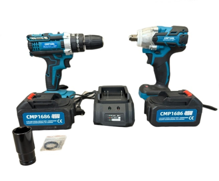 Set Pistol de Impact pentru Roti + Bormasina (Autofiletanta) pe acumulator, 48V, Accesorii Incluse [1]