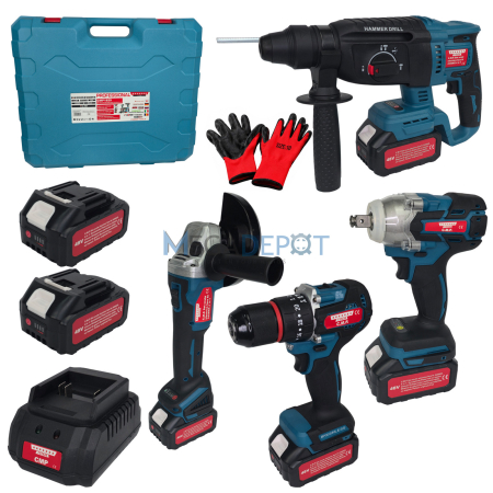 Set scule electrice 4in1 ALTAI, Pistol de Impact, Ciocan Rotopercutor, Masina de Gaurit cu impact si Polizor Unghiular - Flex, Geanta de transport [2]