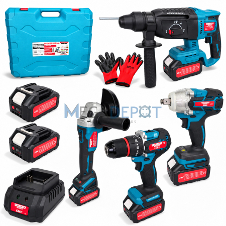 Rotopercutoare - Set scule electrice 4in1 ALTAI, Pistol de Impact, Ciocan Rotopercutor, Masina de Gaurit cu impact si Polizor Unghiular - Flex, Geanta de transport