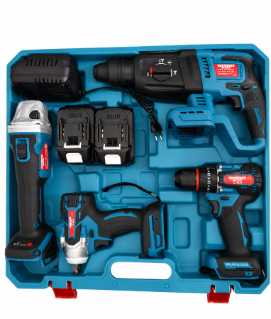 Set scule electrice 4in1 ALTAI, Pistol de Impact, Ciocan Rotopercutor, Masina de Gaurit cu impact si Polizor Unghiular - Flex, Geanta de transport [2]
