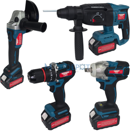 Set scule electrice 4in1 ALTAI, Pistol de Impact, Ciocan Rotopercutor, Masina de Gaurit cu impact si Polizor Unghiular - Flex, Geanta de transport [1]