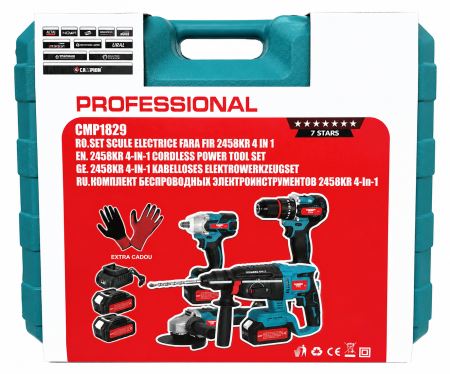 Set scule electrice 4in1 ALTAI, Pistol de Impact, Ciocan Rotopercutor, Masina de Gaurit cu impact si Polizor Unghiular - Flex, Geanta de transport [5]
