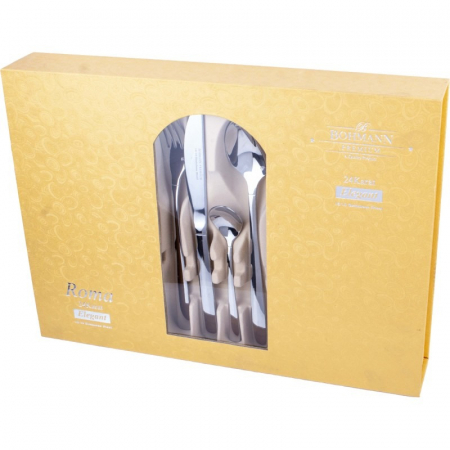 Set tacamuri 24 piese Bohmann Premium BP24, Otel inoxidabil, Cutie Aurie [1]