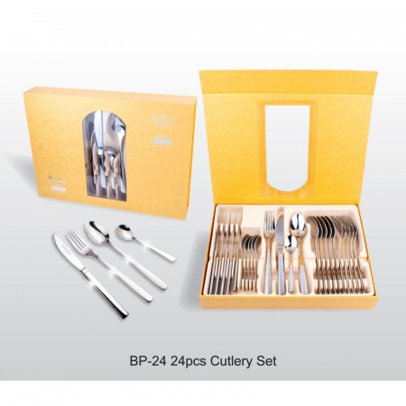 Set tacamuri 24 piese Bohmann Premium BP24, Otel inoxidabil, Cutie Aurie [2]